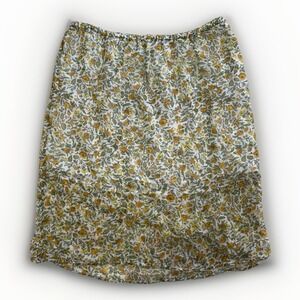 J.Crew Floral Cupro Midi Skirt Womens Small Elastic Waist Lined Style CH415